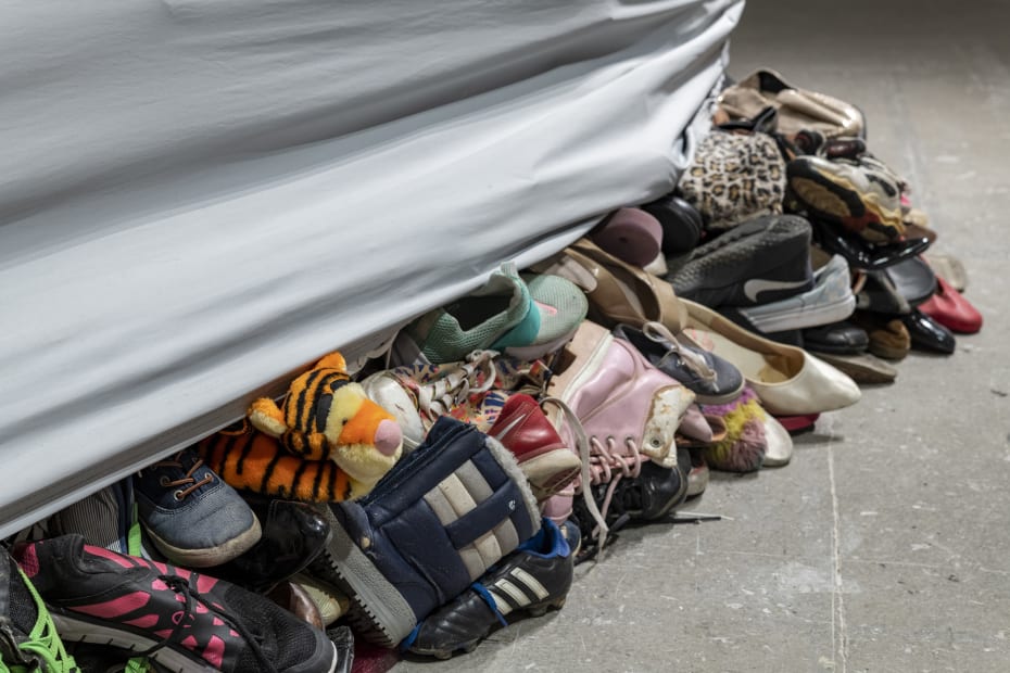 Car Cover and Export Shoes [detail], 2018