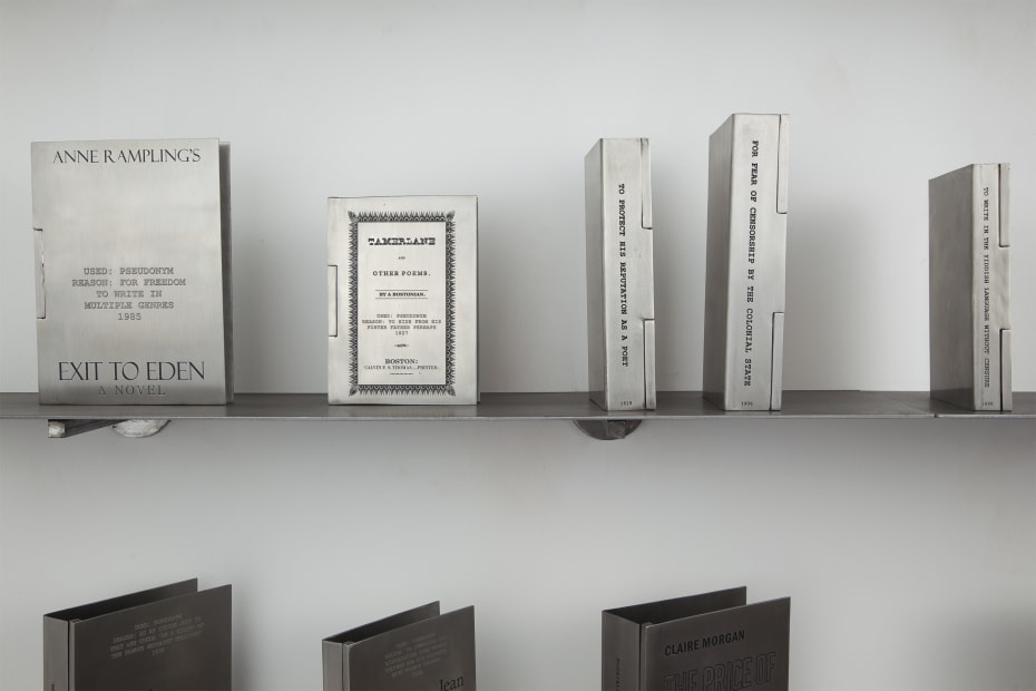 Someone Else—A library of 100 books written anonymously or under pseudonyms [detail], 2011