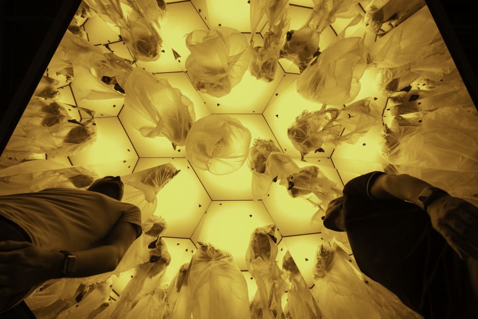 Installation view of Olafur Eliasson: OPEN at MOCA LA.